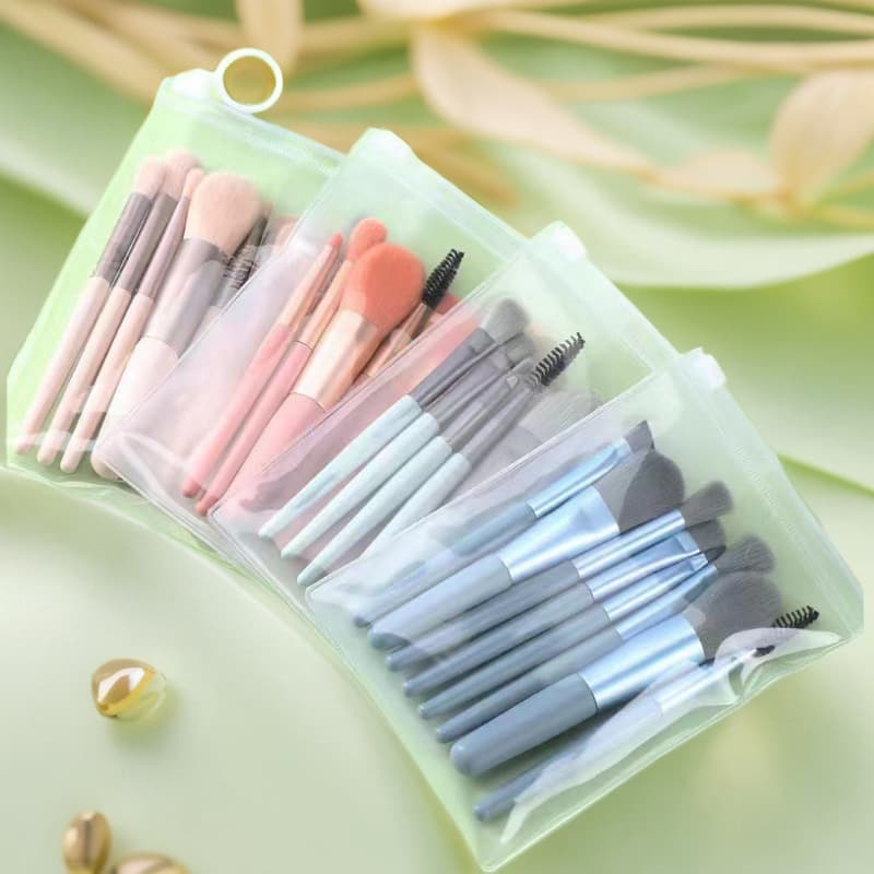 Handheld cosmetic brush, small soft set, face blush, storage system, 8 pieces 3