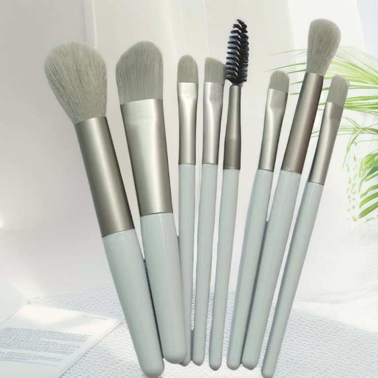 Handheld cosmetic brush, small soft set, face blush, storage system, 8 pieces 4