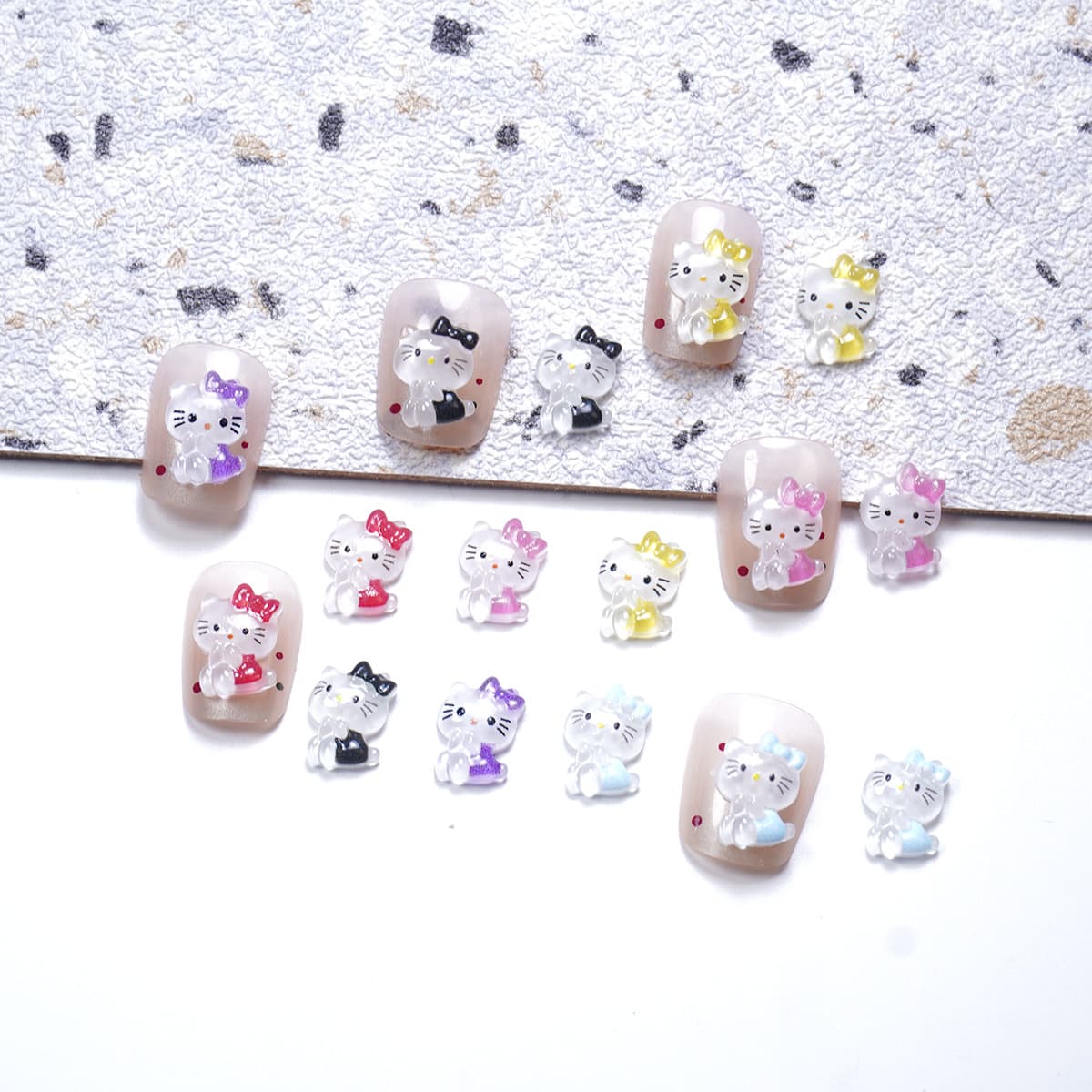 Hello Kitty, cartoon cute three dimensional nail decoration, nail stickers, fake nails, accessory, accessories 3
