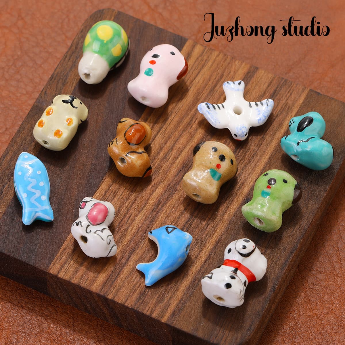Ceramic beads with animals, accessory, accessories, handle, bracelet, hand painting, with little bears, DIY 2