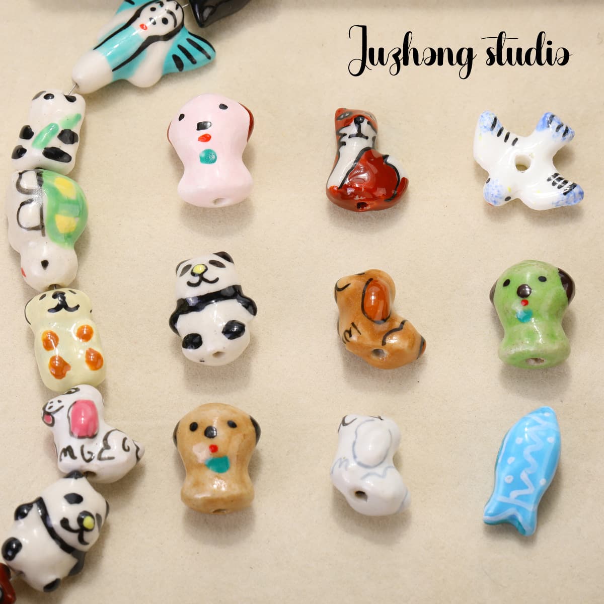 Ceramic beads with animals, accessory, accessories, handle, bracelet, hand painting, with little bears, DIY 4