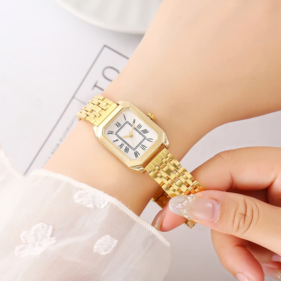 (Cross-border trading), elegant fashionable swiss watch, rectangular dial, small quartz steel belt 2