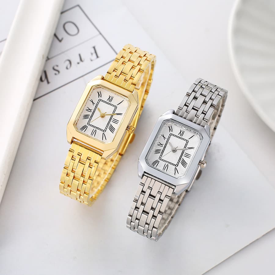 (Cross-border trading), elegant fashionable swiss watch, rectangular dial, small quartz steel belt