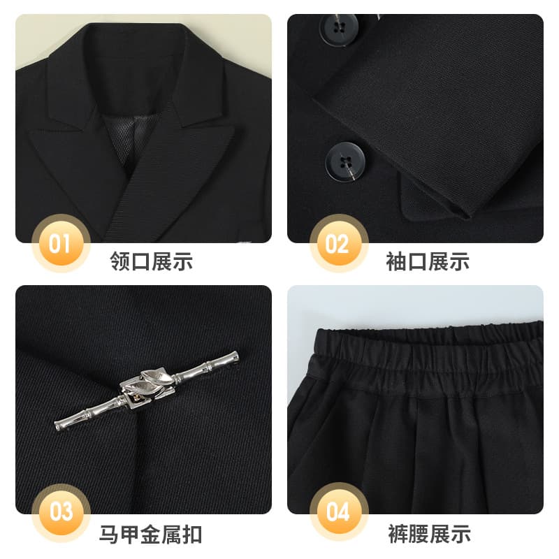 Suit for boys, autumn dress, vest, children's set, piano, Chinese style, with embroidery 4