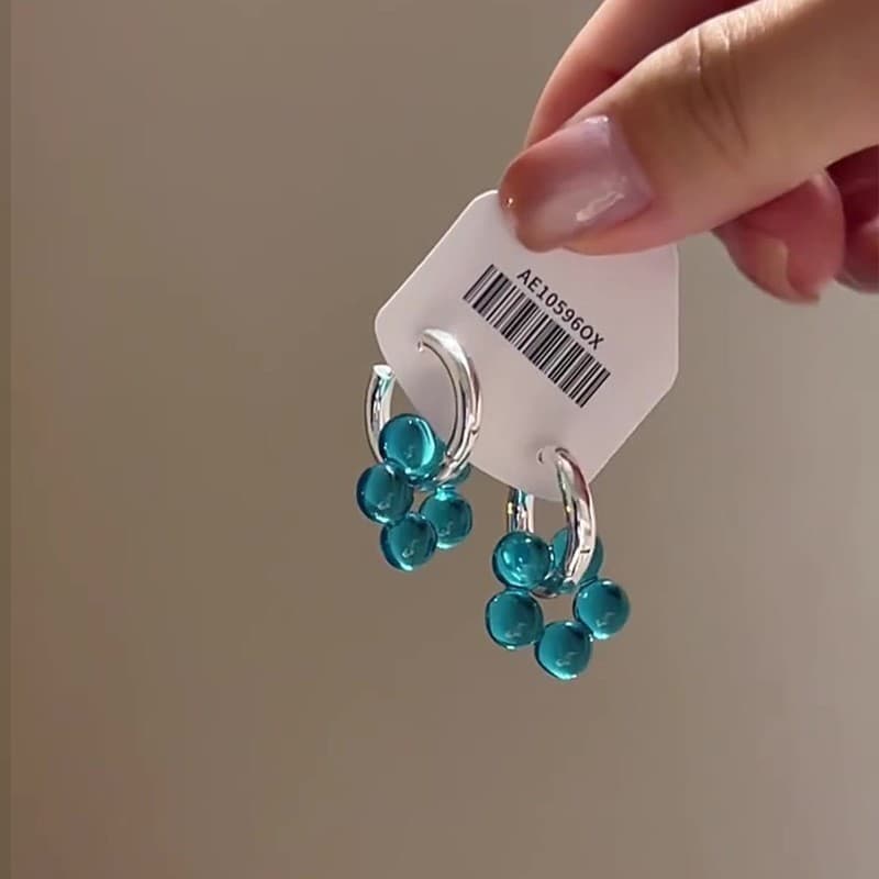 Blue elegant universal earrings, flowered, light luxury style, high-quality style 2
