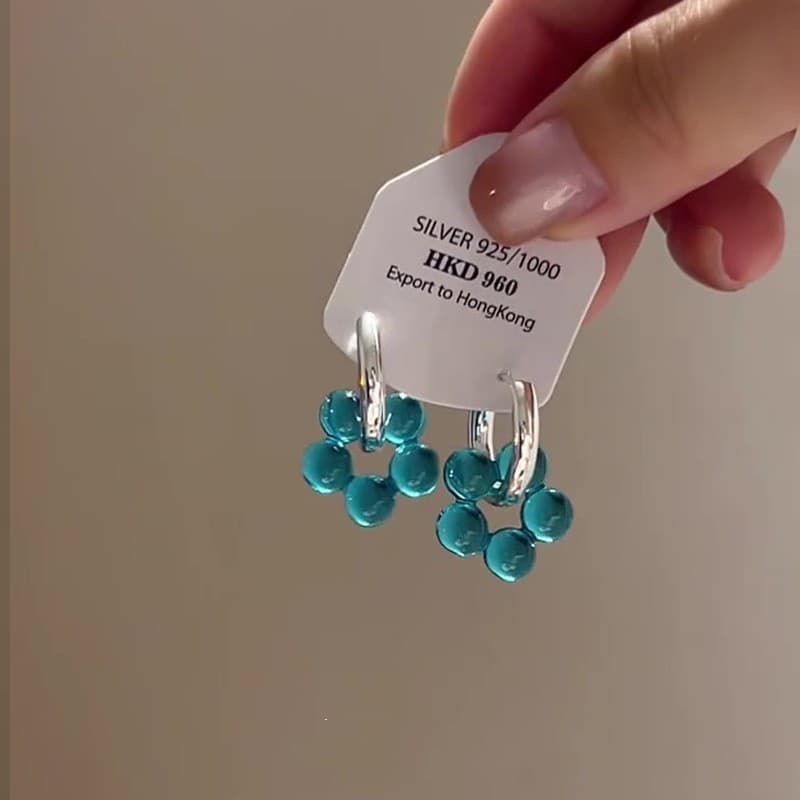 Blue elegant universal earrings, flowered, light luxury style, high-quality style 4