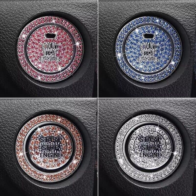 Car one-button start decorative ring switch button protection sticker cover interior button sticker crystal set with diamonds for cross-border use