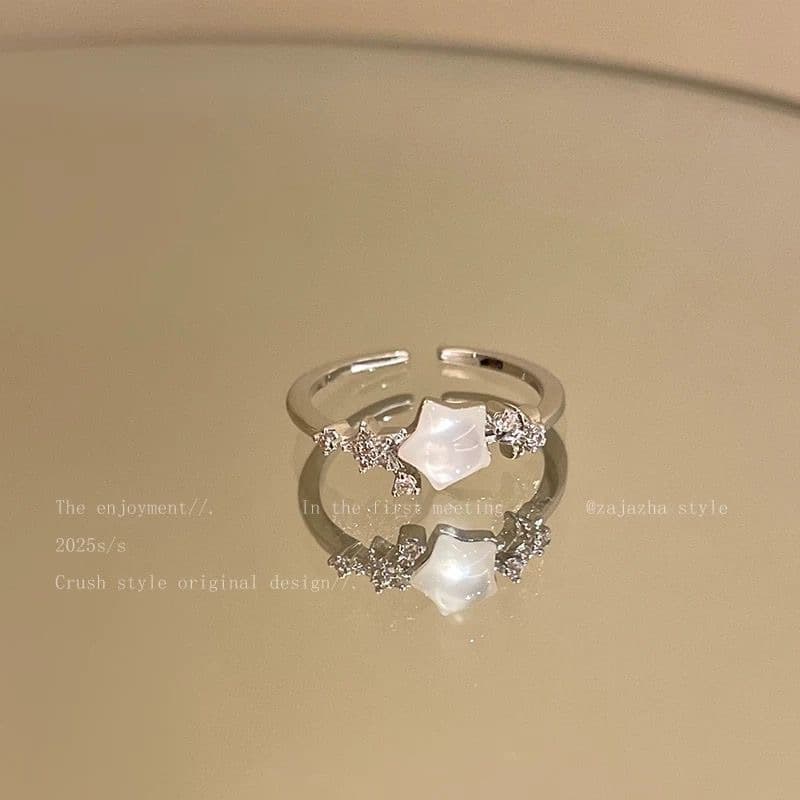 One size fashionable adjustable ring pearl, high-end, on index finger 3