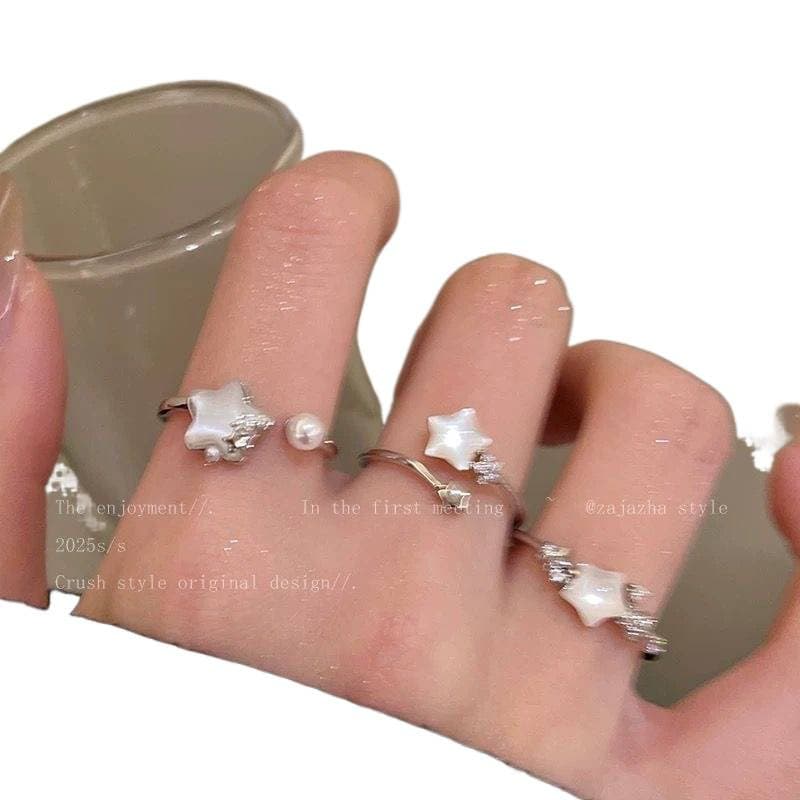 One size fashionable adjustable ring pearl, high-end, on index finger 5