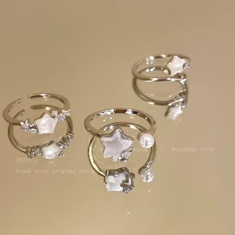 One size fashionable adjustable ring pearl, high-end, on index finger