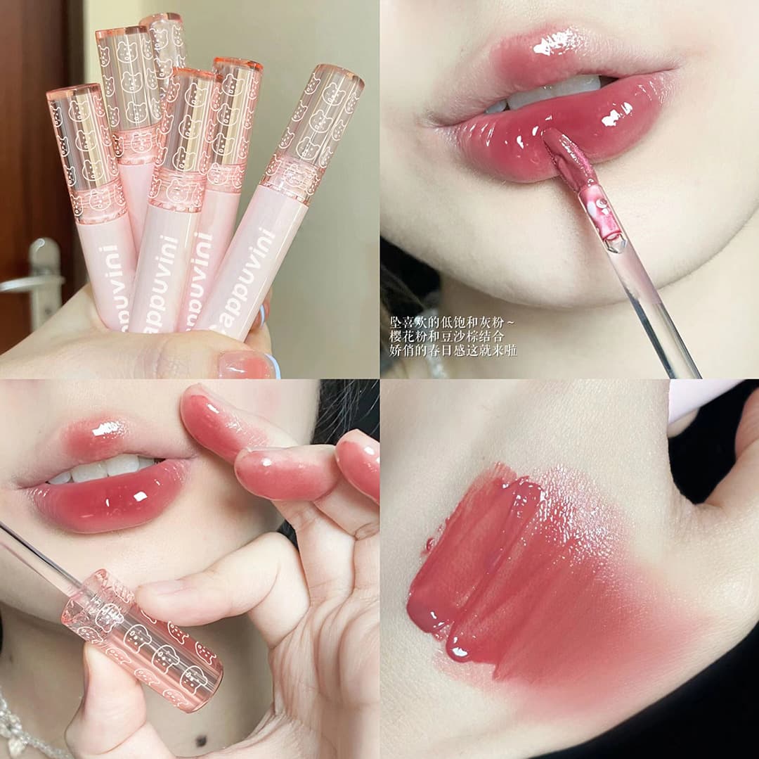 Lip gloss, glossy lipstick, mirror effect