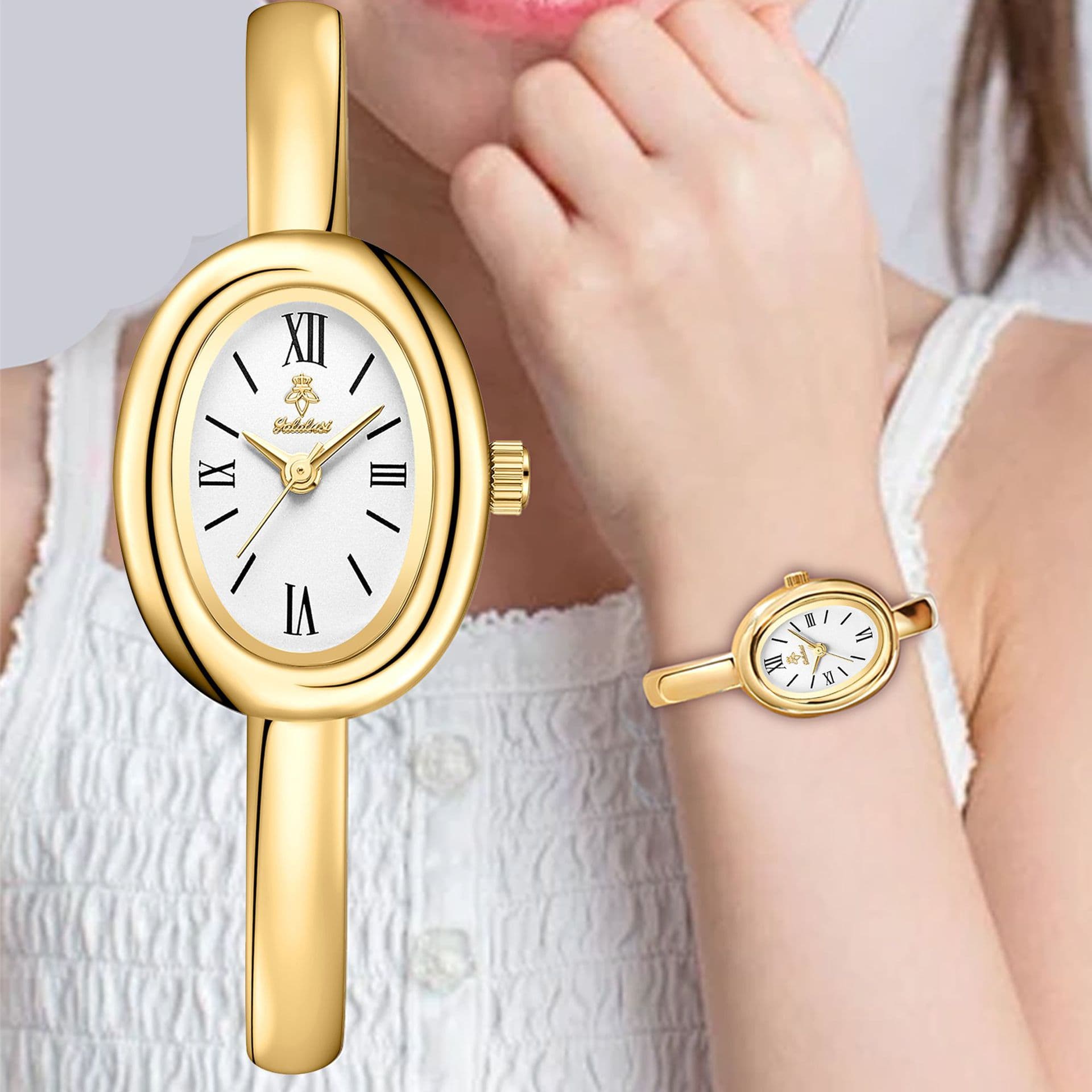 yalalusi Elite women's bracelet, golden retro quartz women's watch, simple and elegant design