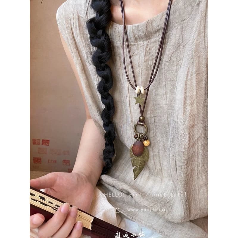 Retro ethnic necklace, long sweater, accessory, 2025 years, Chinese style, ethnic style 2