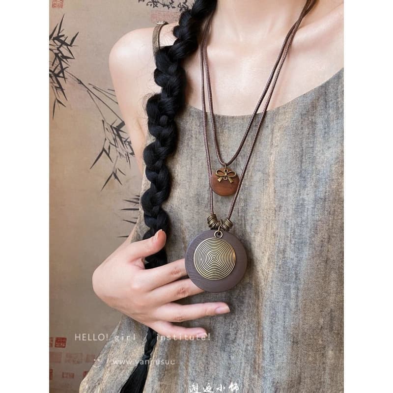 Retro ethnic necklace, long sweater, accessory, 2025 years, Chinese style, ethnic style 3
