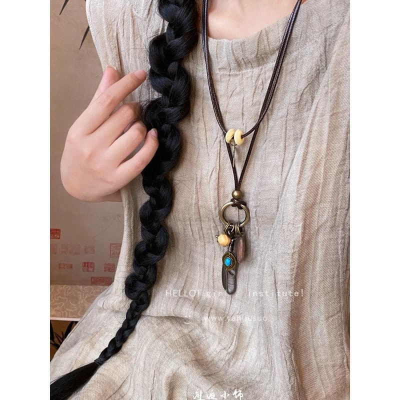 Retro ethnic necklace, long sweater, accessory, 2025 years, Chinese style, ethnic style 4