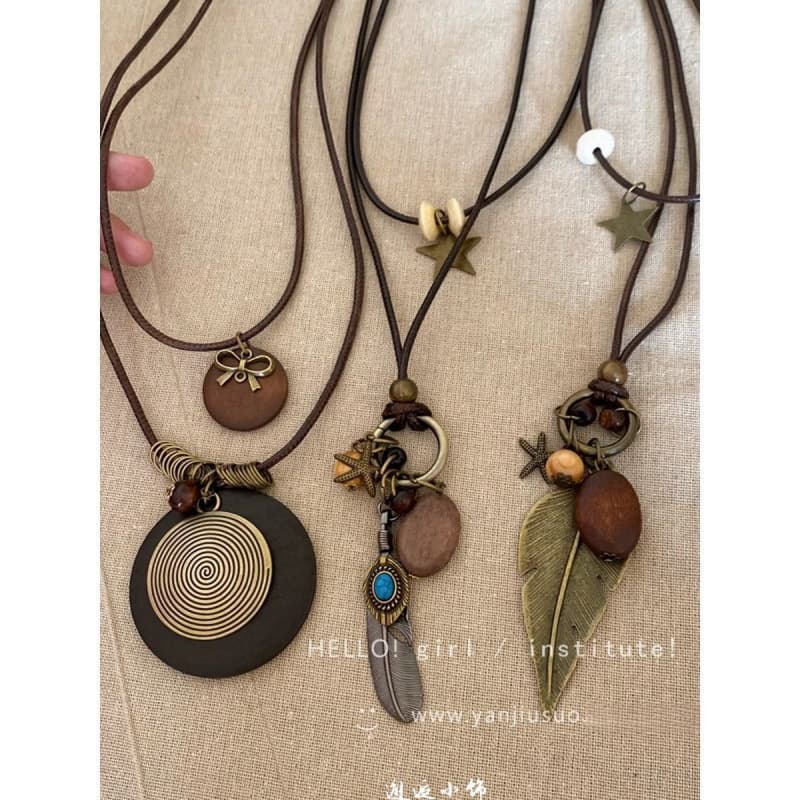 Retro ethnic necklace, long sweater, accessory, 2025 years, Chinese style, ethnic style 5