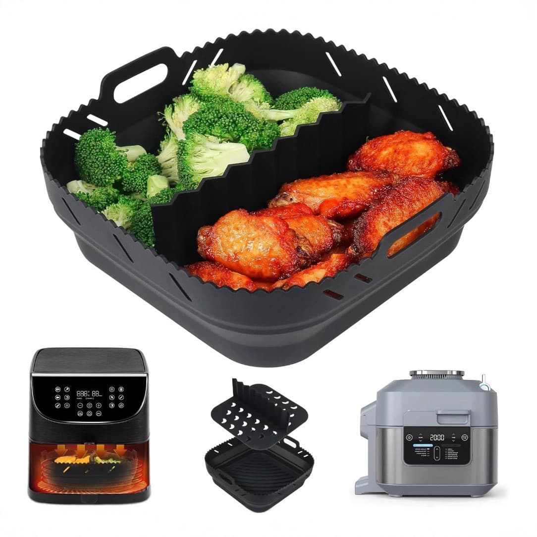 Silicone air fryer baking pan foldable square compartment air fryer liner air fryer liner 2