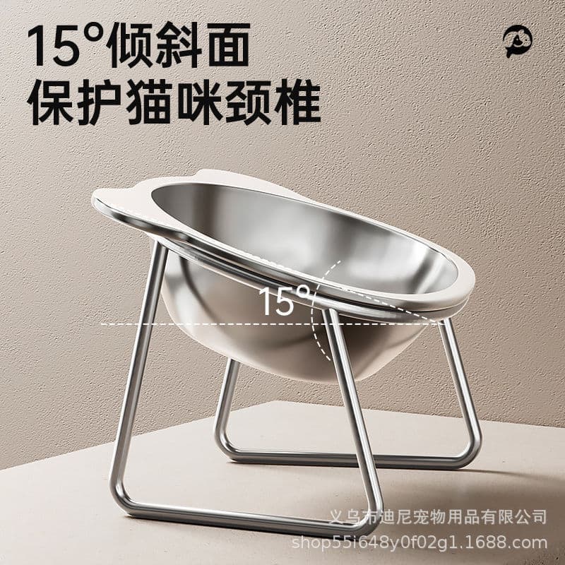 Stainless steel cat bowl pet shelf heightened neck protection pet bowl anti-overturned dog bowl cat food bowl rice bowl drinking water bowl 2