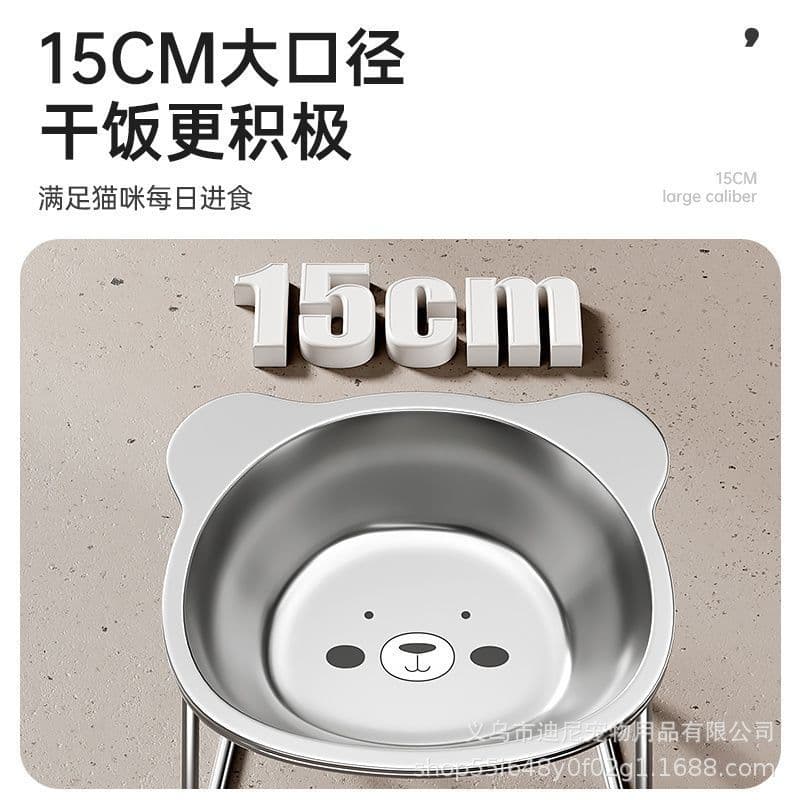Stainless steel cat bowl pet shelf heightened neck protection pet bowl anti-overturned dog bowl cat food bowl rice bowl drinking water bowl 3