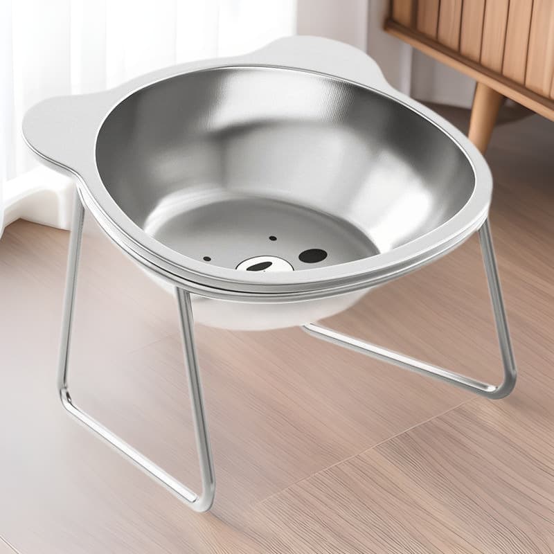 Stainless steel cat bowl pet shelf heightened neck protection pet bowl anti-overturned dog bowl cat food bowl rice bowl drinking water bowl