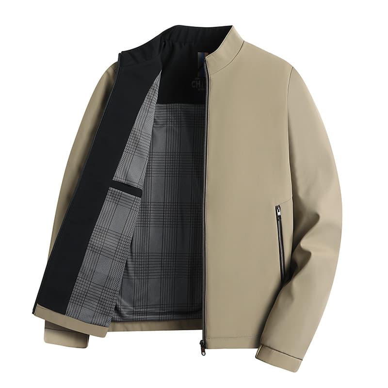 Spring and Autumn men's stand -up collar jackets men's administrative and leisure business men's middle -aged dad jacket jacket 2