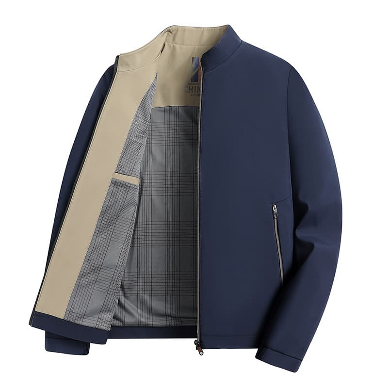 Spring and Autumn men's stand -up collar jackets men's administrative and leisure business men's middle -aged dad jacket jacket 5