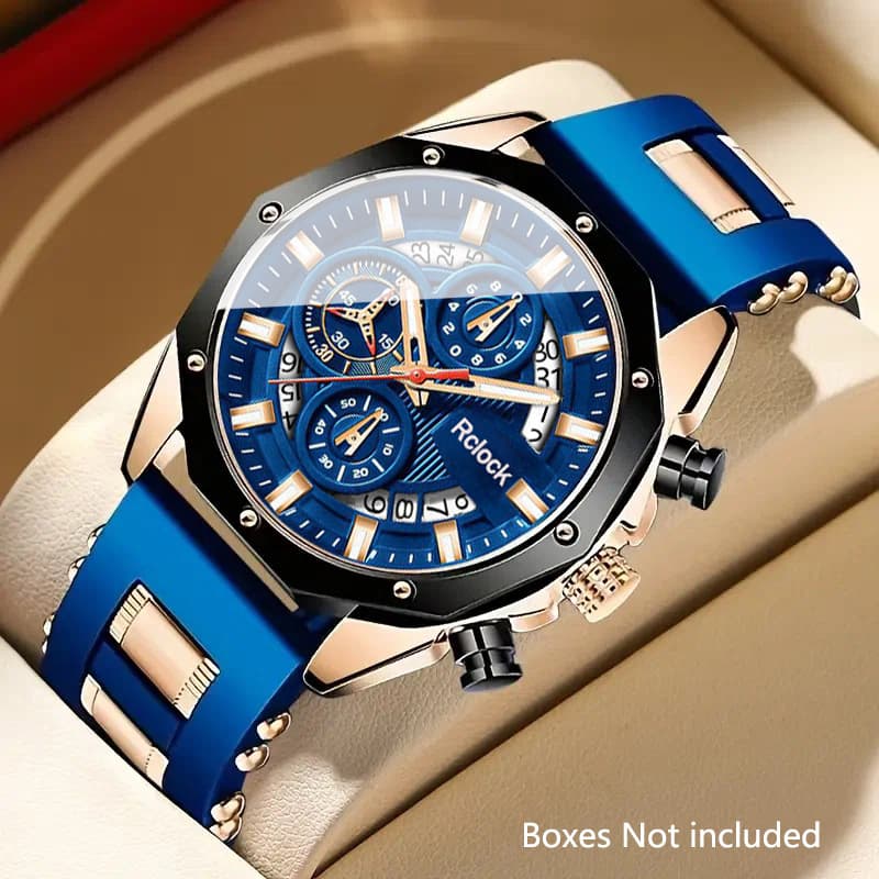 Fashionable calendar, silicone quartz watch strap, quartz mechanism