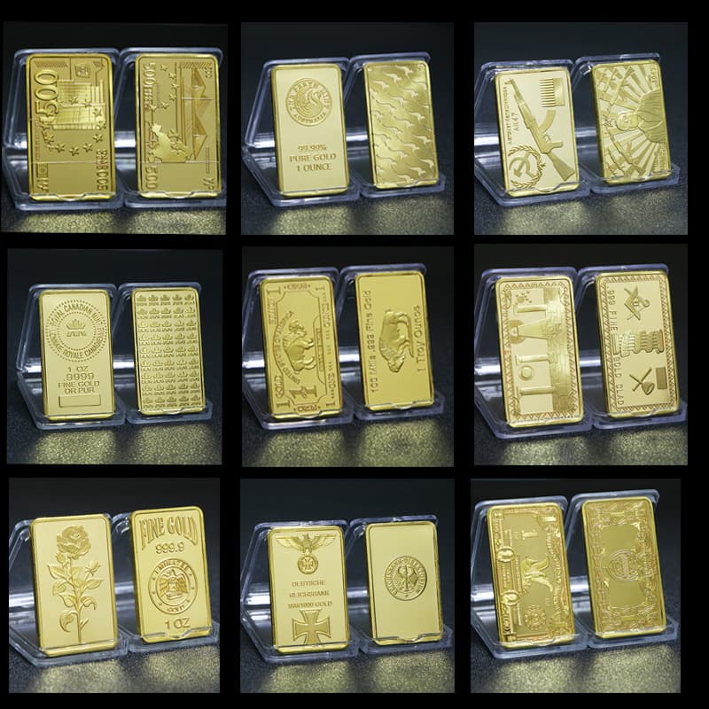 Bar, square commemorative coins, USA, Germany