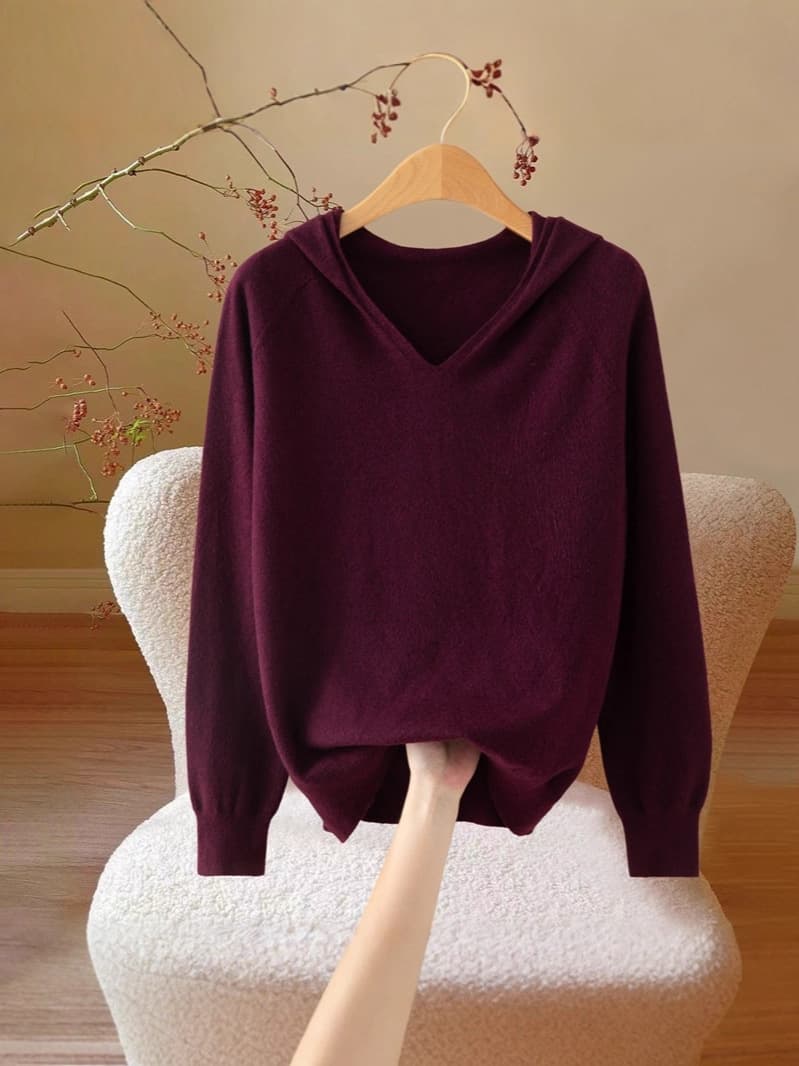 Demi-season woolen hoody, sweater, knitted long-sleeve, sleeves, hoodie