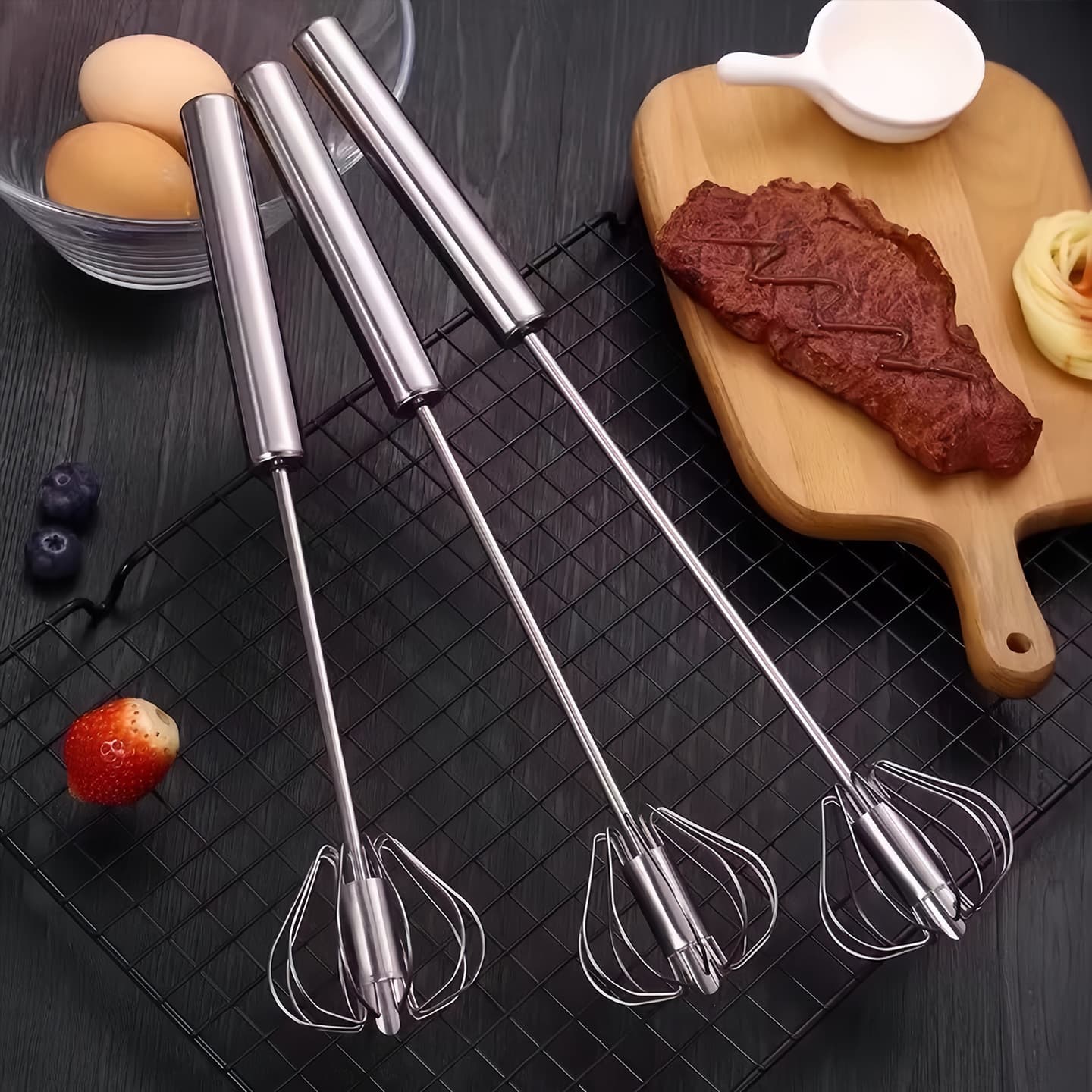 Egg beater baking egg cream whipper stainless steel egg beater stirrer semi-automatic egg beater 2