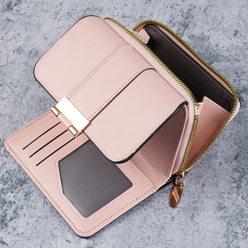 (Cross-border trading), short capacious solid color wallet with zipper 3