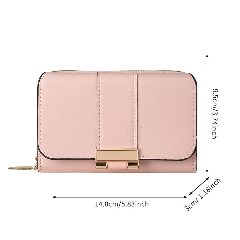 (Cross-border trading), short capacious solid color wallet with zipper 5