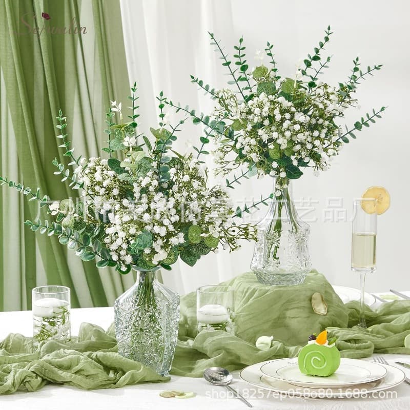 Mixed Artificial Eucalyptus Leaves Flowers Bulk Artificial Eucalyptus Leaves Green Leaves for Wedding DIY Bouquet Flowers 4
