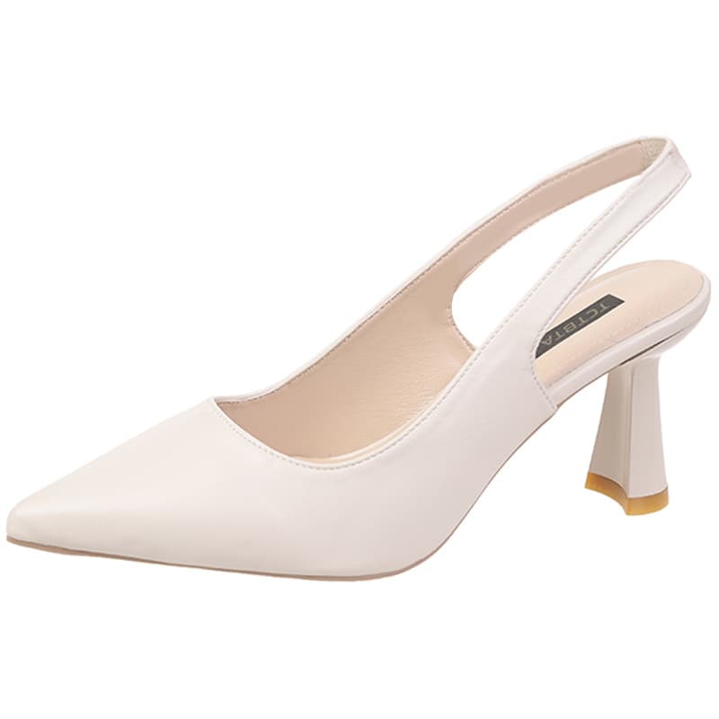 Sandals, retro women's high heels pointed-toe heels, professional shoes, closed toe, Collection Year 2025, french style, wide stable heel, open heel 5