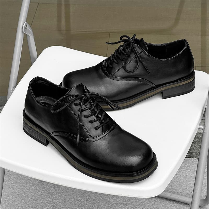 Black brown exclusive retro shoes square toe for men and women for work and office 3