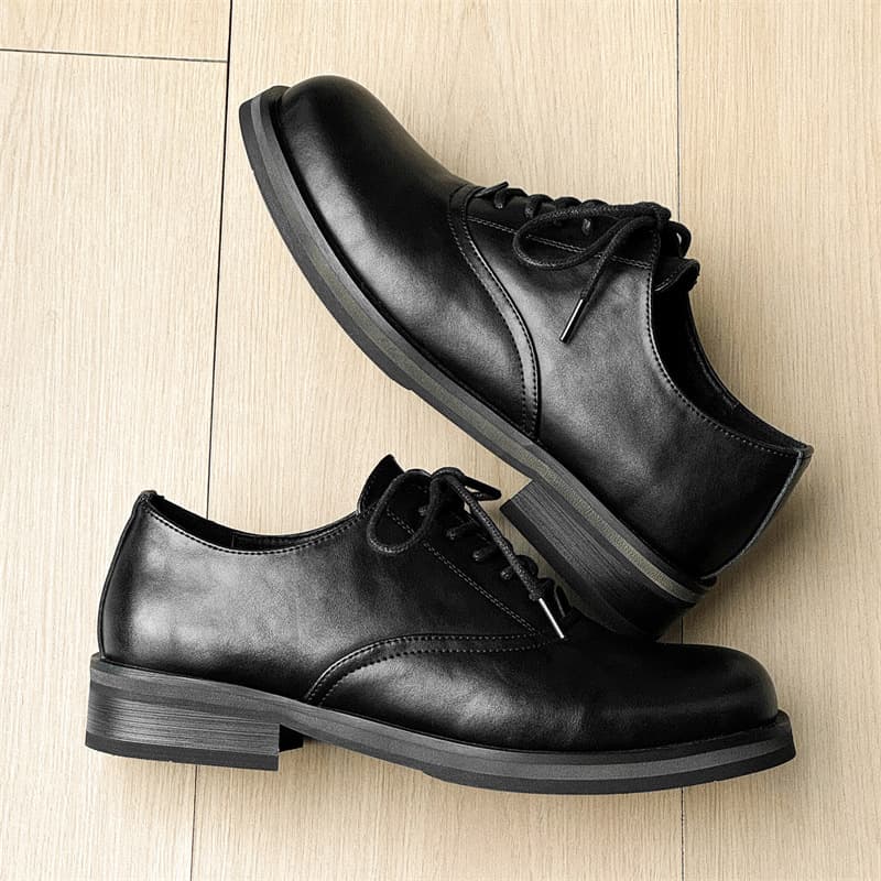 Black brown exclusive retro shoes square toe for men and women for work and office 4