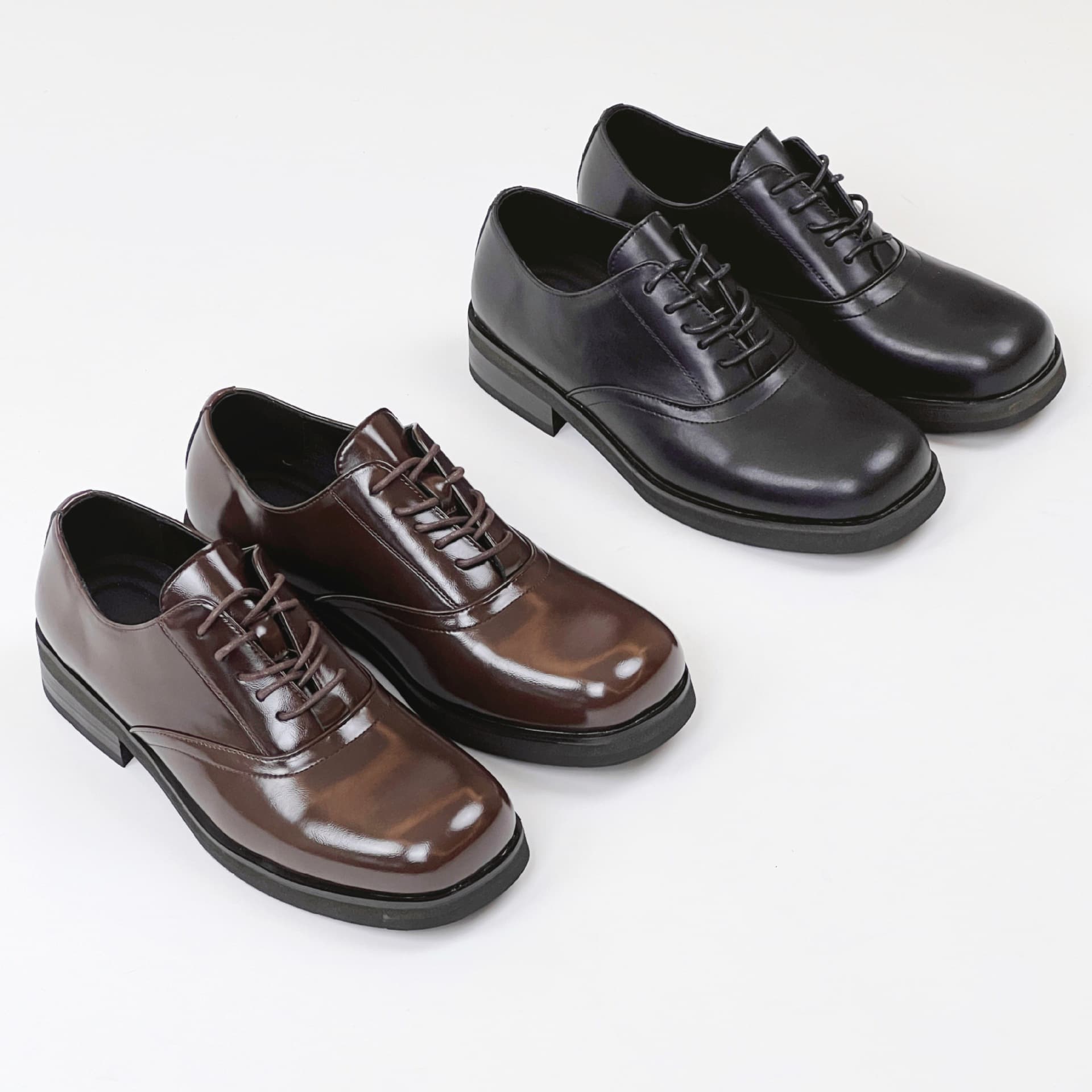 Black brown exclusive retro shoes square toe for men and women for work and office