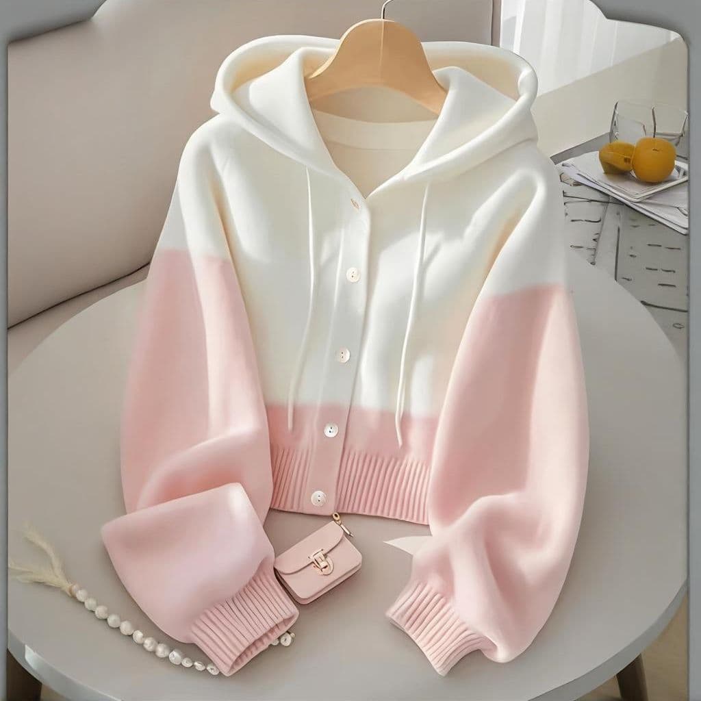 Cardigan, jacket, hoody, knitted demi-season sweater, oversize, western style, increased thickness