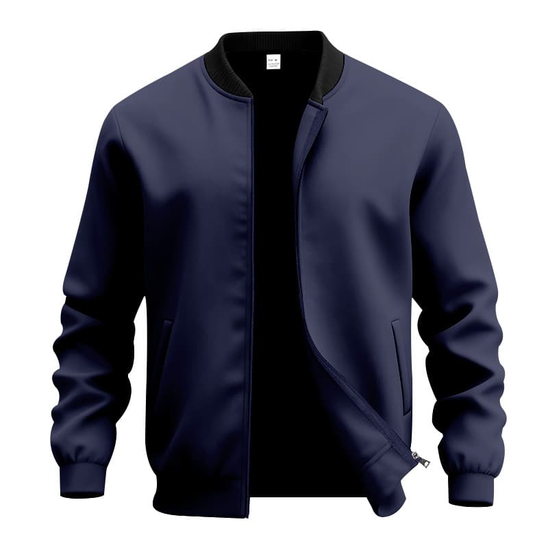 (Cross-border trading), retro baseball uniform with zipper, solid color cardigan, men's jacket, American style, simple and elegant design 3