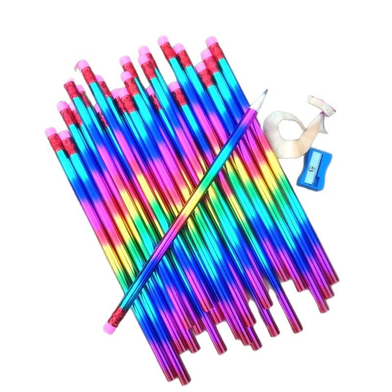 (Cross-border trading), rainbow pencil, wooden eraser for students, 12 pieces 2