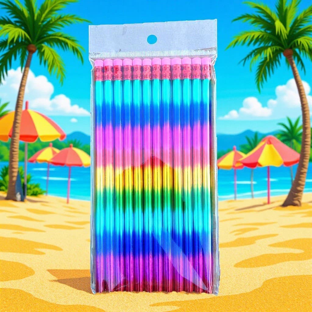 (Cross-border trading), rainbow pencil, wooden eraser for students, 12 pieces
