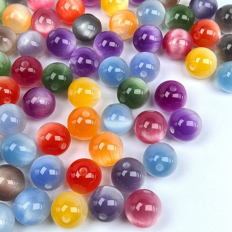 Multicoloured beads, necklace from pearl, accessory, accessories, 8mm, 10mm, cat's eye 3