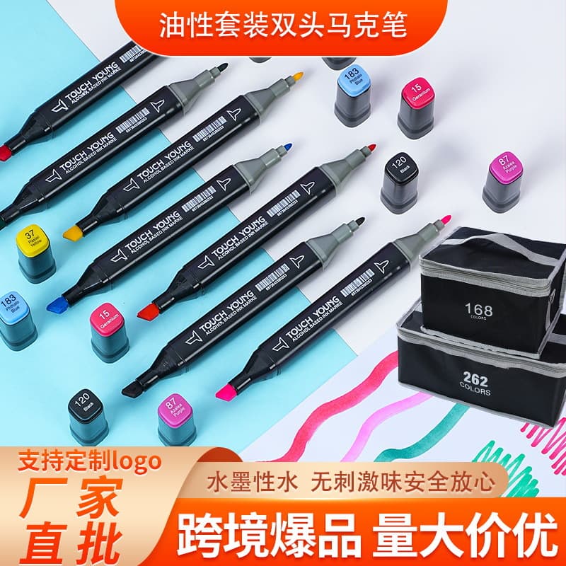 Marker, rollerball pen, brush, watercolour, crayons, quick dry oil, hand painting 3