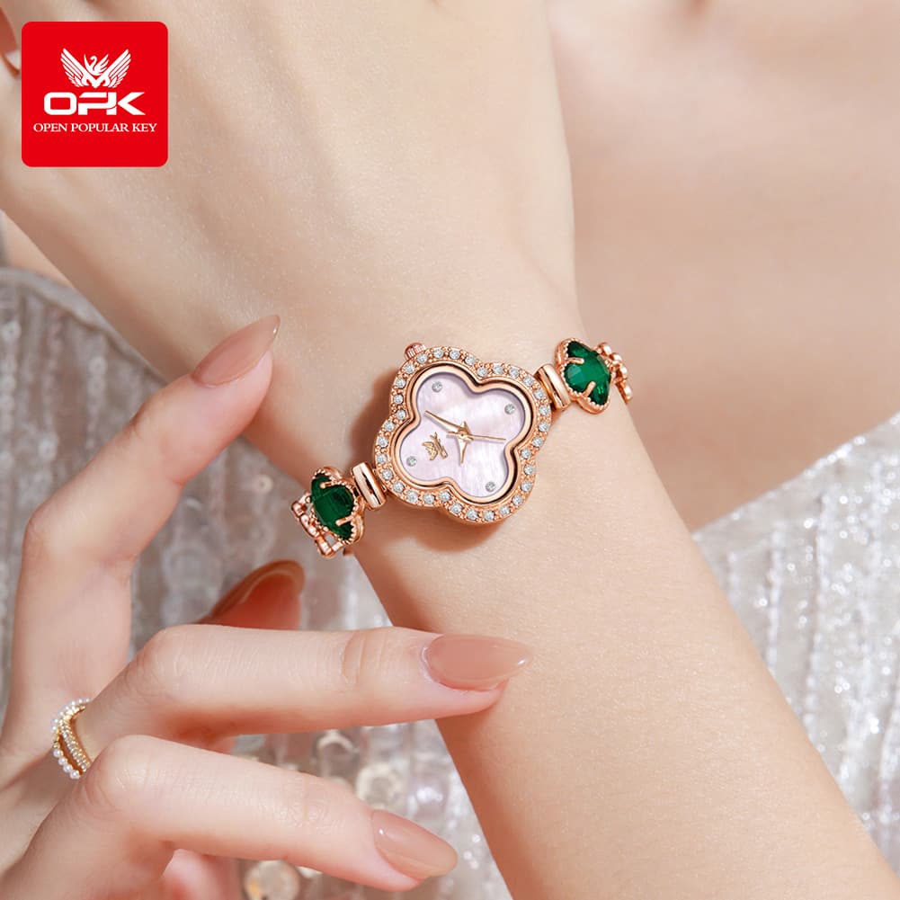 Fashionable waterproof high quality quartz watches, swiss watch, women's watch, light luxury style, four-leaf clover 3