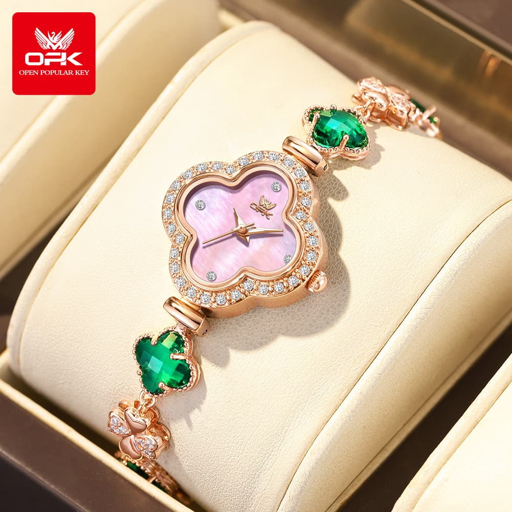 Fashionable waterproof high quality quartz watches, swiss watch, women's watch, light luxury style, four-leaf clover