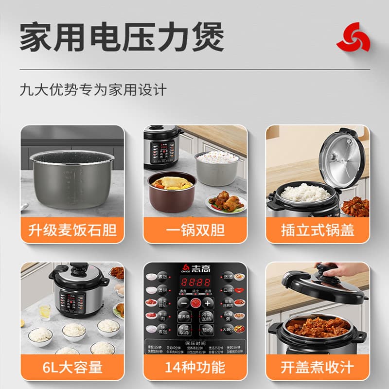 Household 4L Electric Pressure Cooker with Automatic Timing 2