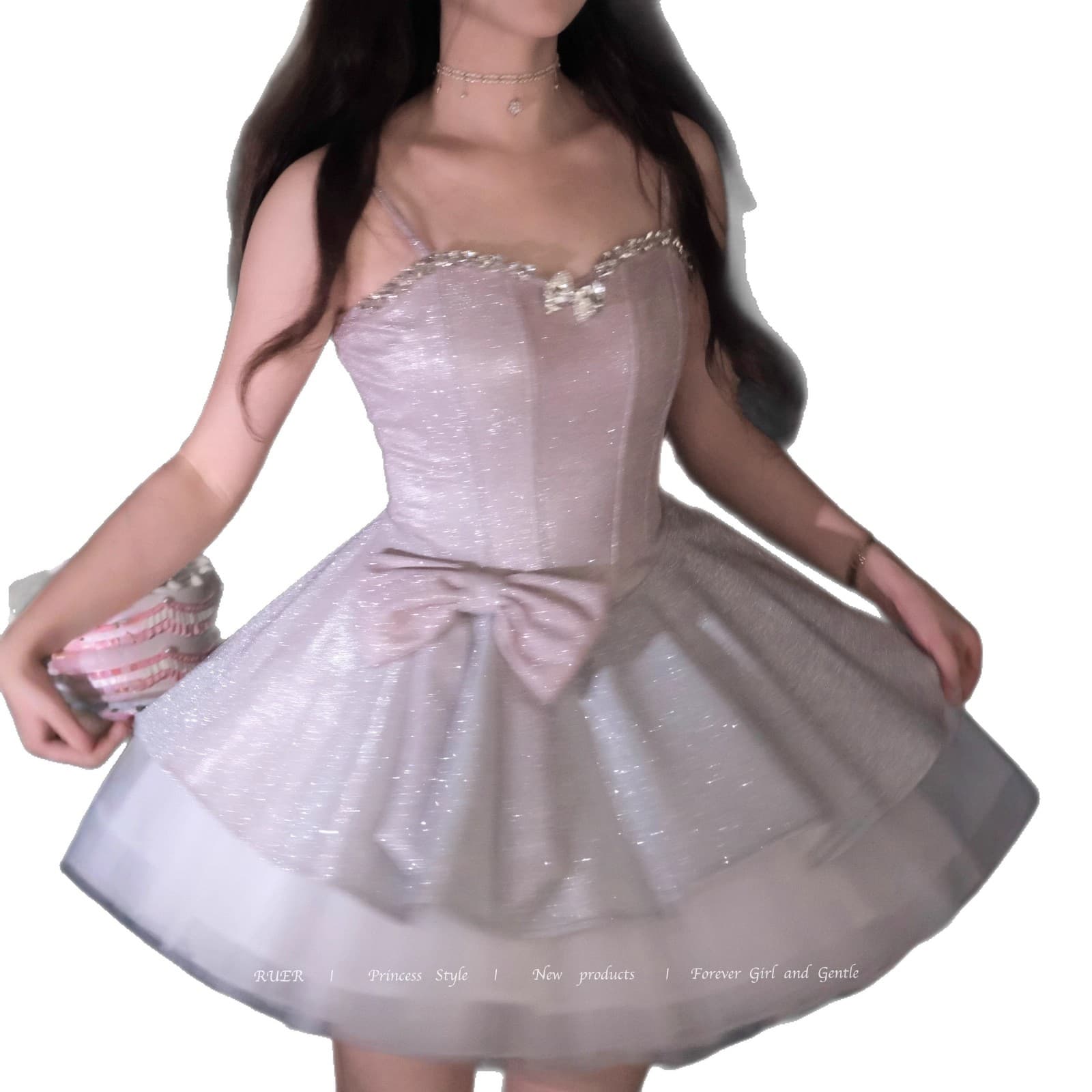 Short elite evening dress, french style, lifting effect, gradient, graduation party 5