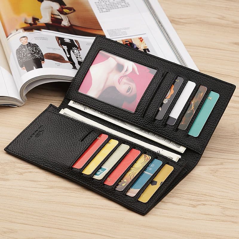 (Cross-border trading), polyurethane long ultra thin wallet, universal card holder 2