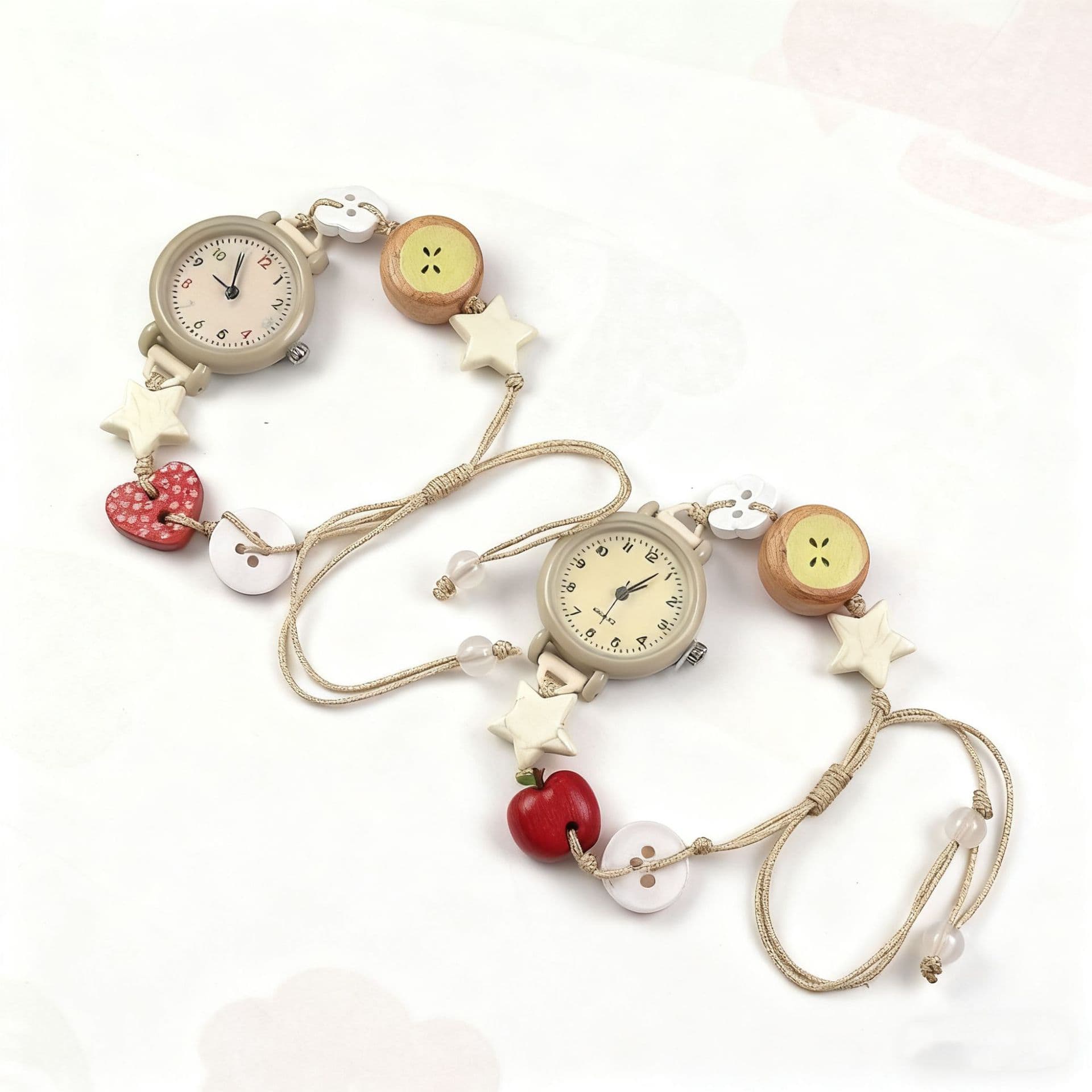 Apple, woven cute beaded bracelet handmade, swiss watch 3