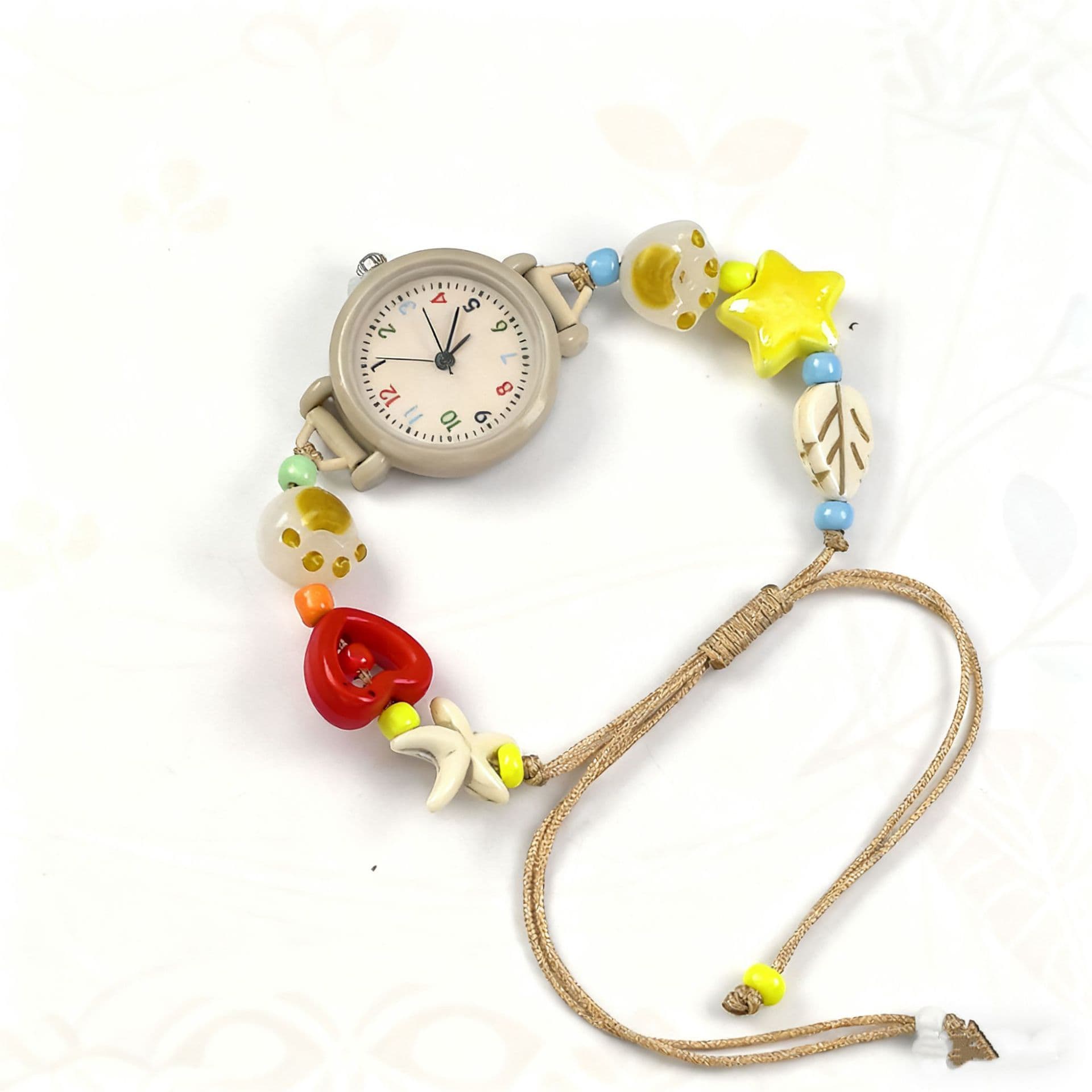 Apple, woven cute beaded bracelet handmade, swiss watch 4